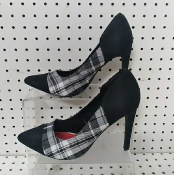 Penny Loves Kenny Shoes - Penny Loves Kenny Black Women's Shoes| Plaid Pump Stiletto 4" High Heel Sz 8.5M